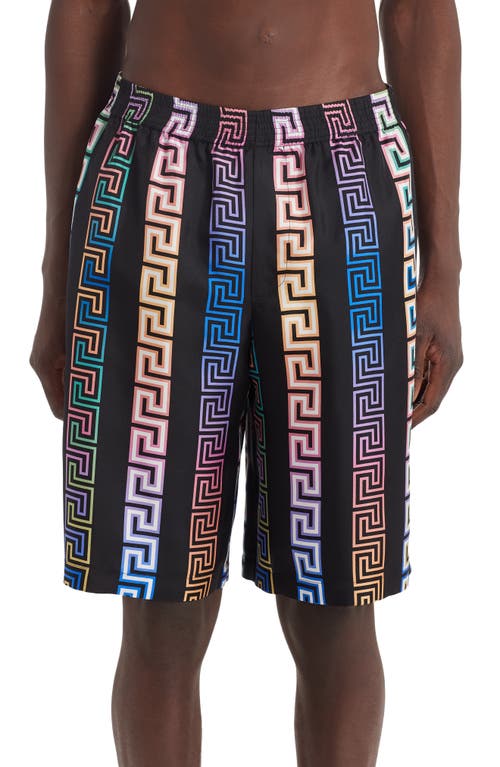 Versace Neon Greca Print Silk Shorts in Multi at Nordstrom, Size 34 Us