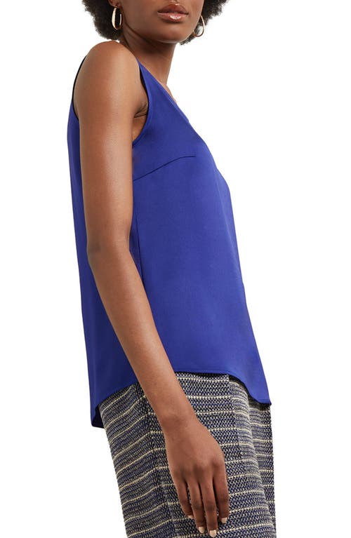 Shop Misook Classic Crêpe De Chine Tank In Starry Night Blue