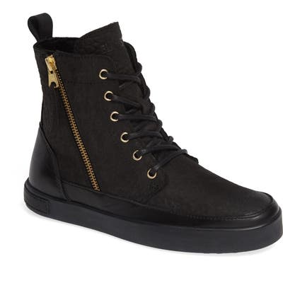 Blackstone Ql43 High Top Sneaker With Genuine Shearling Lining, Black
