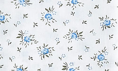 Melange Home Set Of 2 La Fleur Print Percale Cotton Pillowcase In White/blue