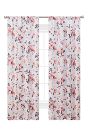 Lucky Brand Watercolor Floral Set Of 2 Curtain Panels In Rose Floral