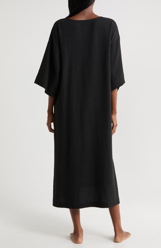 Shop Natori Onsen Cotton Nightgown In Black