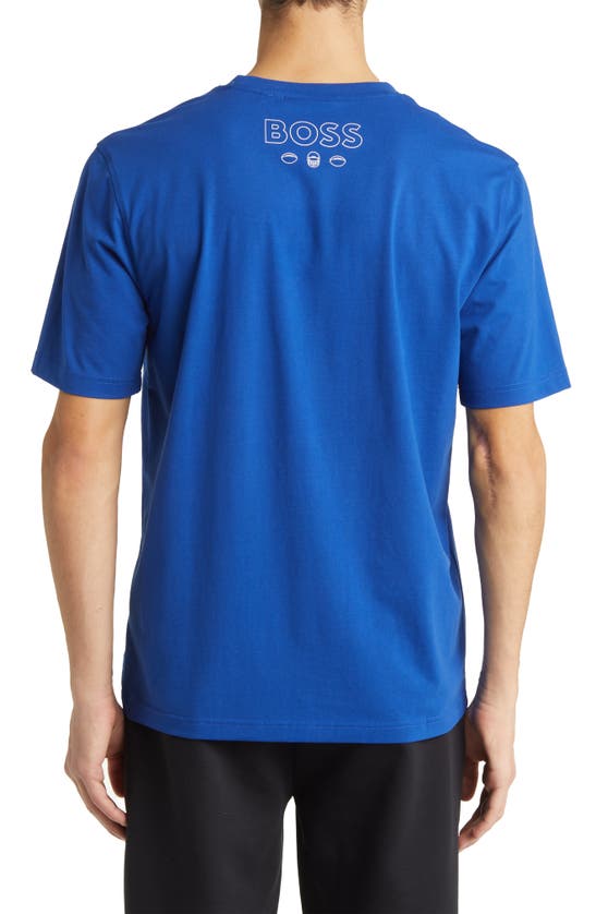 Hugo Boss Boss X Nfl Stretch Cotton Graphic T-shirt In New York Giants Dark Blue