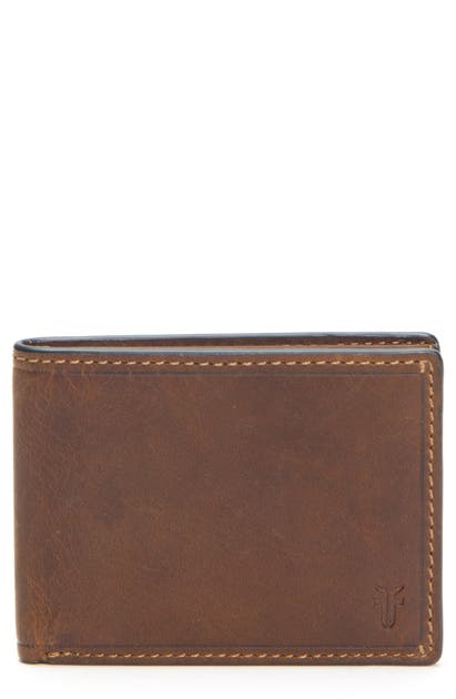 Frye Logan Leather Wallet In Dark Brown
