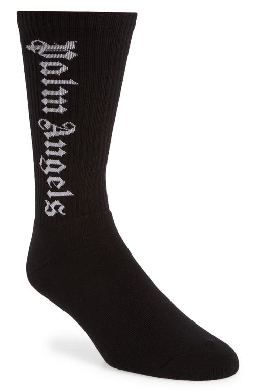 Palm Angels Classic Logo Cotton Blend Crew Socks Black White at Nordstrom,