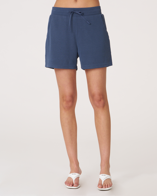 Shop Rebody Active Retreat Waffle Short 4" In Navy