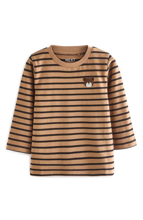 Shop Next Kids' 3-pack Bears Long Sleeve Cotton T-shirts In Brown