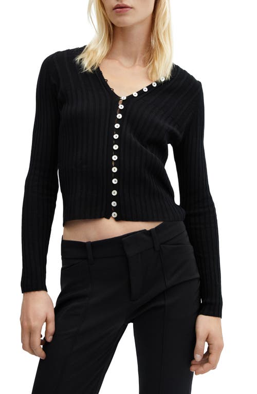 MANGO Rib Cardigan in Black at Nordstrom, Size X-Small