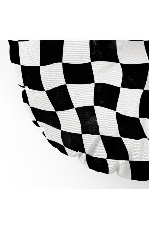 Deny Designs Warped Checkerboard Floor Pillow In Black-white