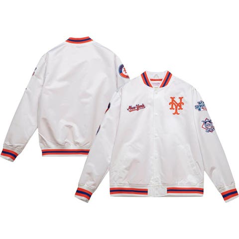 Men's Mitchell & Ness New York Mets Sideline Pullover Royal Satin V-Neck  Jacket