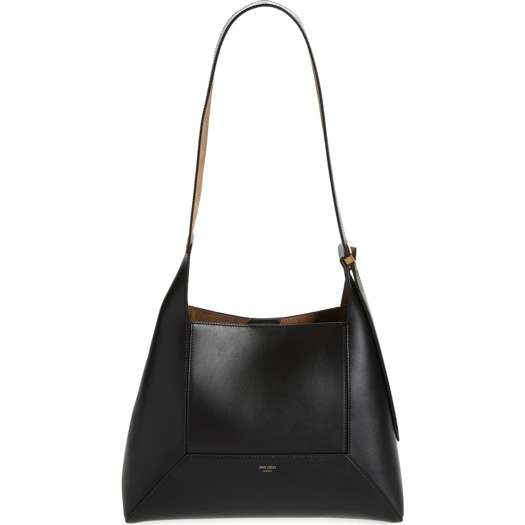 Jimmy Choo Diamond Structured Shoulder Bag With Metal Hardware In Black/gold