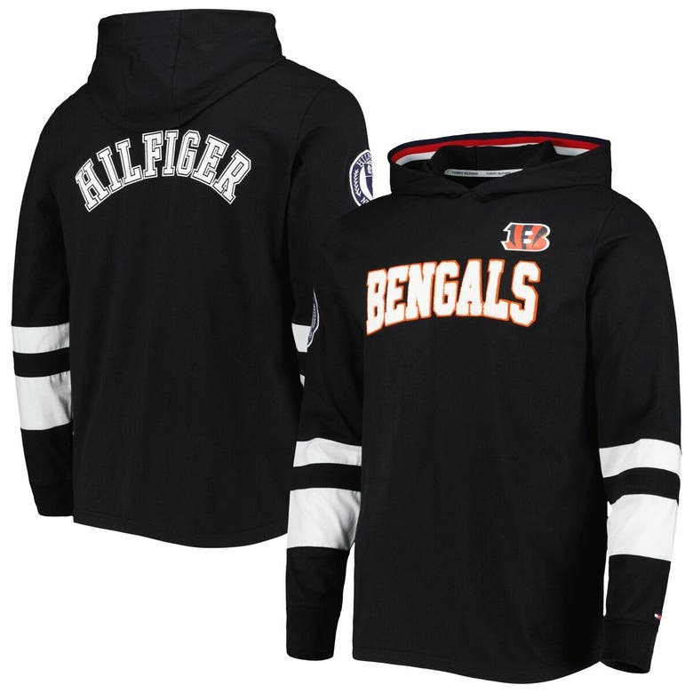 Tommy Hilfiger Black/white Cincinnati Bengals Alex Long Sleeve Hoodie  T-shirt