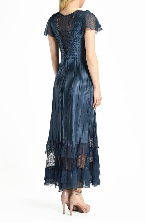 Shop Komarov Flutter Sleeve Ruffle Gown In Eclipse