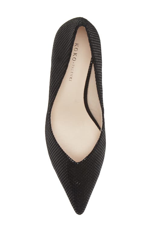 Shop Koko + Palenki Franky Pointed Toe Pump In Black Micro Heart Suede