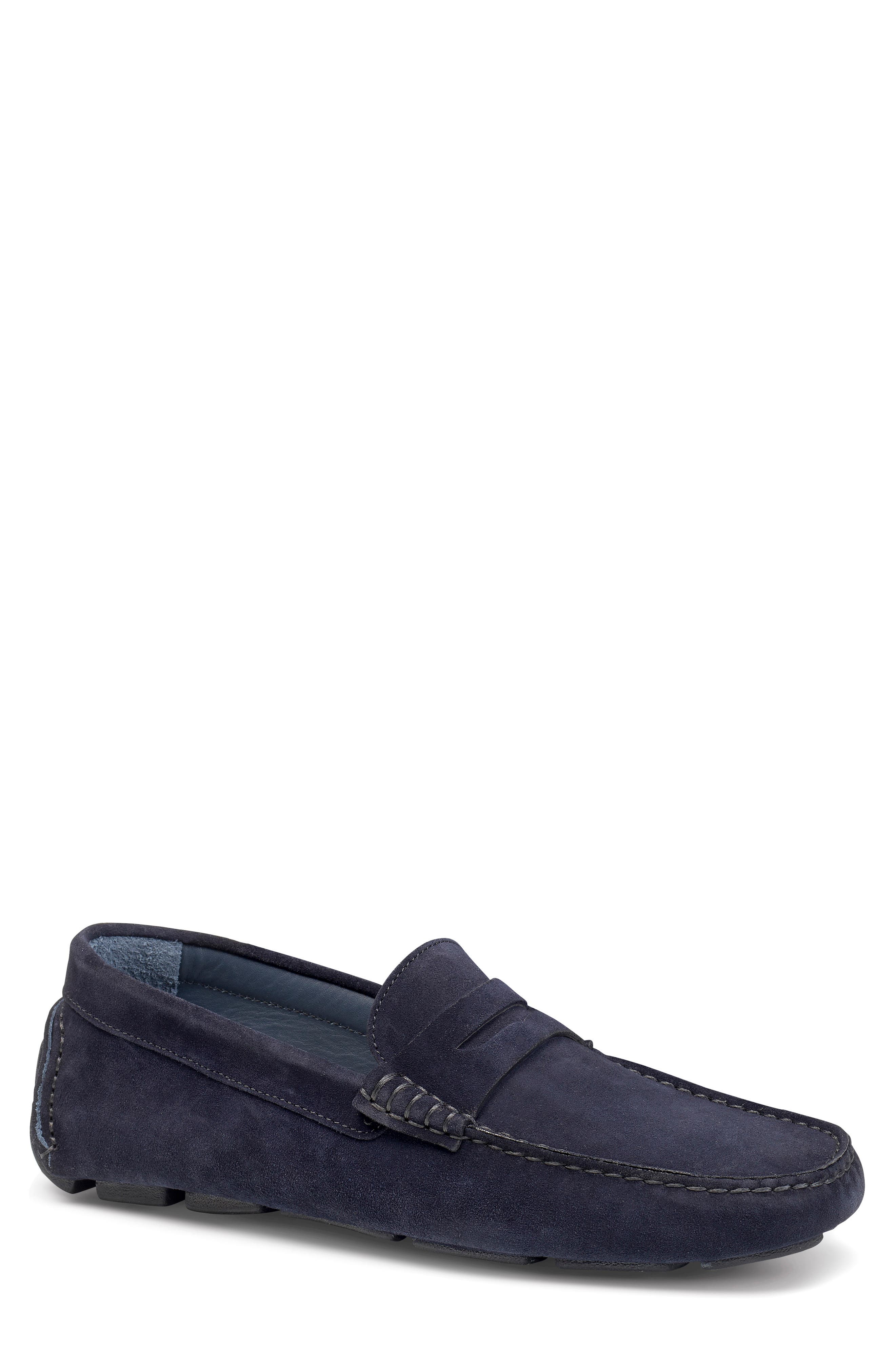 Trask Rowan Driving Penny Loafer In Navy Suede | ModeSens
