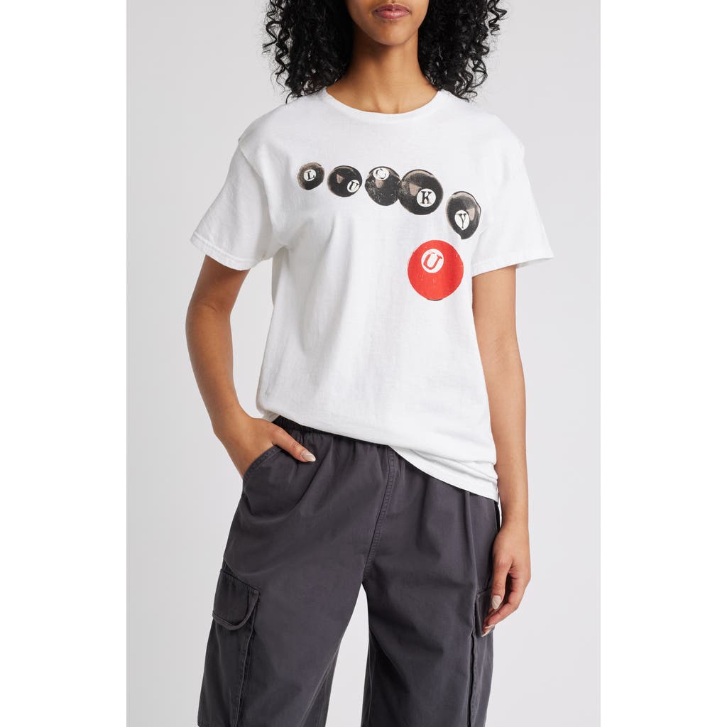 Vinyl Icons Lucky U Graphic Boyfriend T-Shirt in White