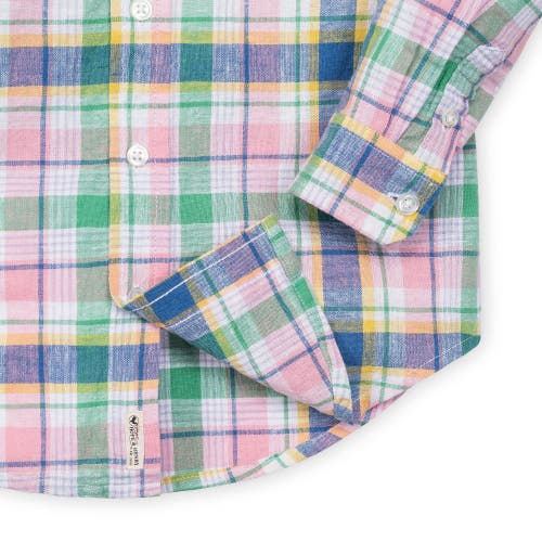 Hope & Henry Boys' Long Sleeve Linen Button Down Shirt, Infant In Flower Show Plaid
