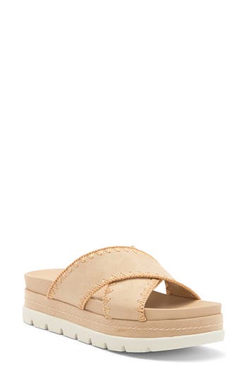 J/slides Nyc Jslides Whipstitched Platform Sandal In Sand