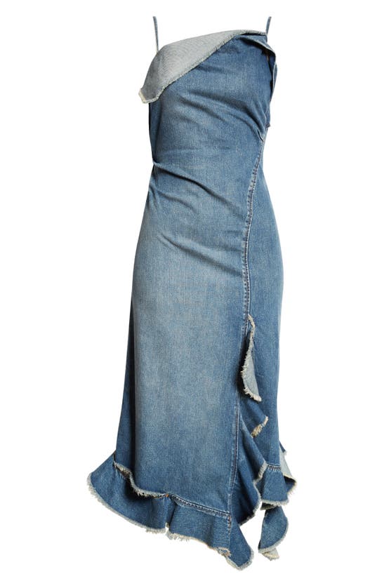 Shop Acne Studios Delouise Detroit Denim Midi Dress In Mid Blue