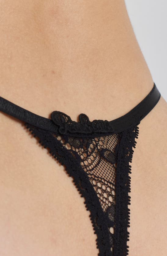 Peachaus Matsu Recycled-lace Low-rise Thong In Volcanic Black