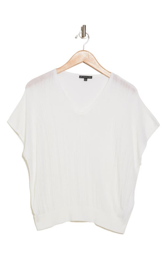 Shop Adrianna Papell V-neck Vertical Rib Sweater In White