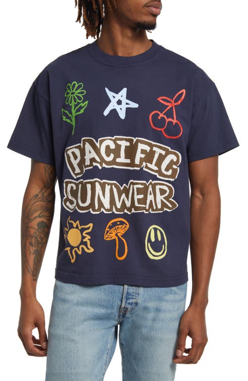 PacSun Cherry Sun Graphic T-Shirt in Navy