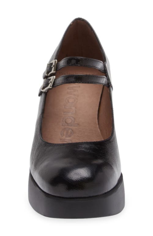 Wonders Platform Mary Jane Pump In Black Patent Leather