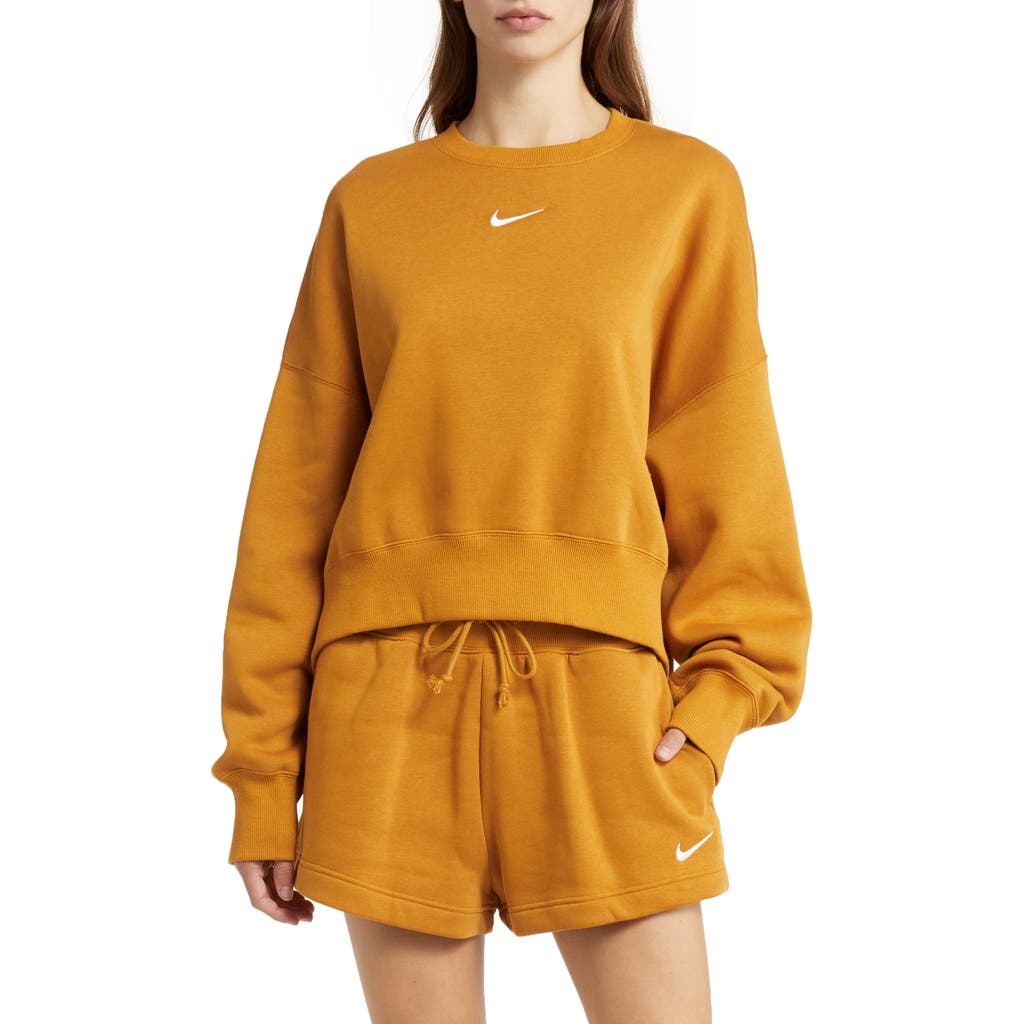 Nike Phoenix Fleece Crewneck Sweatshirt In Brown