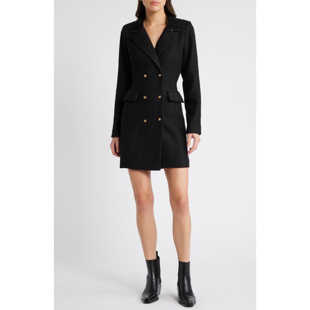 Lost + Wander Alessia Double Breasted Long Sleeve Blazer Minidress in Black