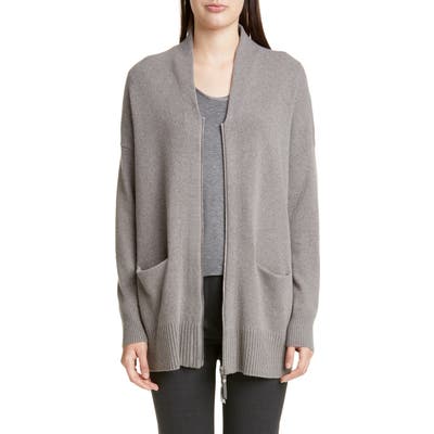 Lafayette 148 New York Merino Wool & Cashmere Zip Cardigan, Grey
