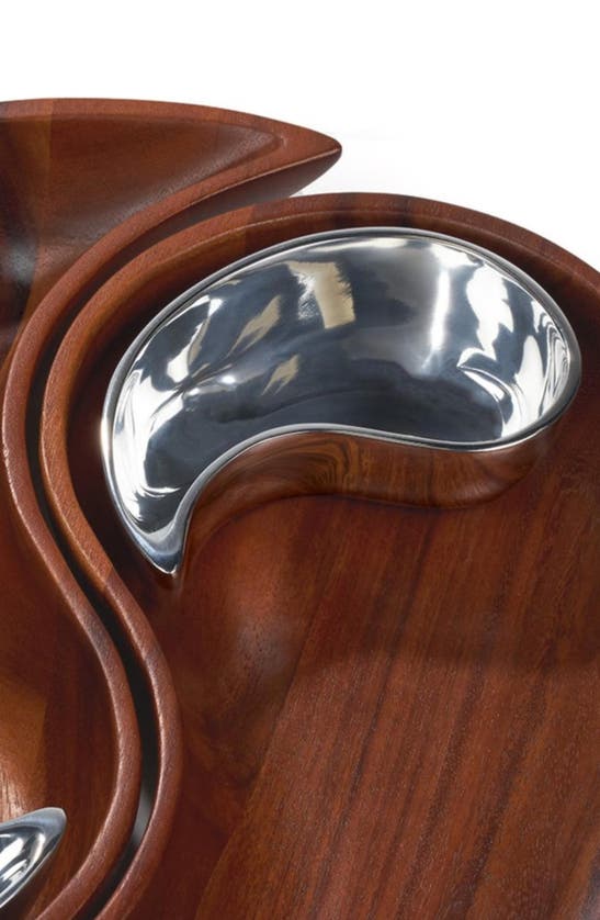 Nambe Yin Yang Chip And Dip Set, 4 Pieces In Brown