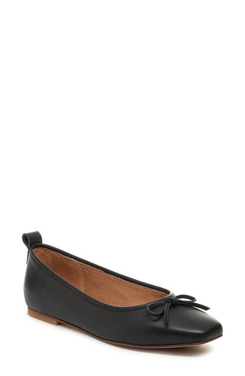 Frankie Square Toe Ballet Flat in Black Leather