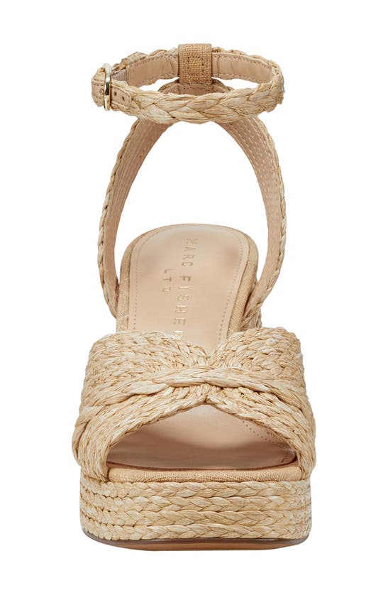 Shop Marc Fisher Ltd Janie Raffia Ankle Strap Platform Sandal In Light Natural