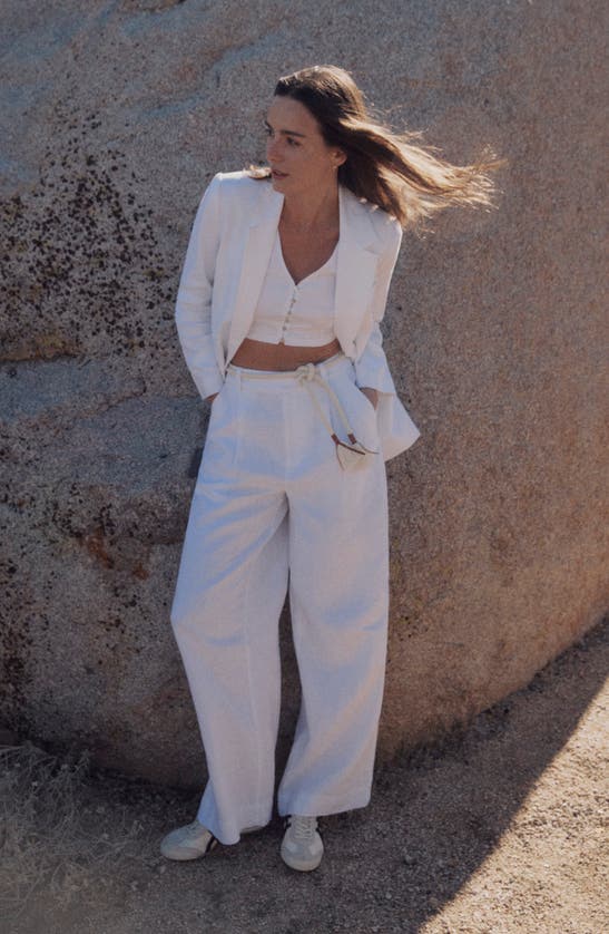 Shop Madewell The Harlow Linen Wide Leg Pants In Eyelet White