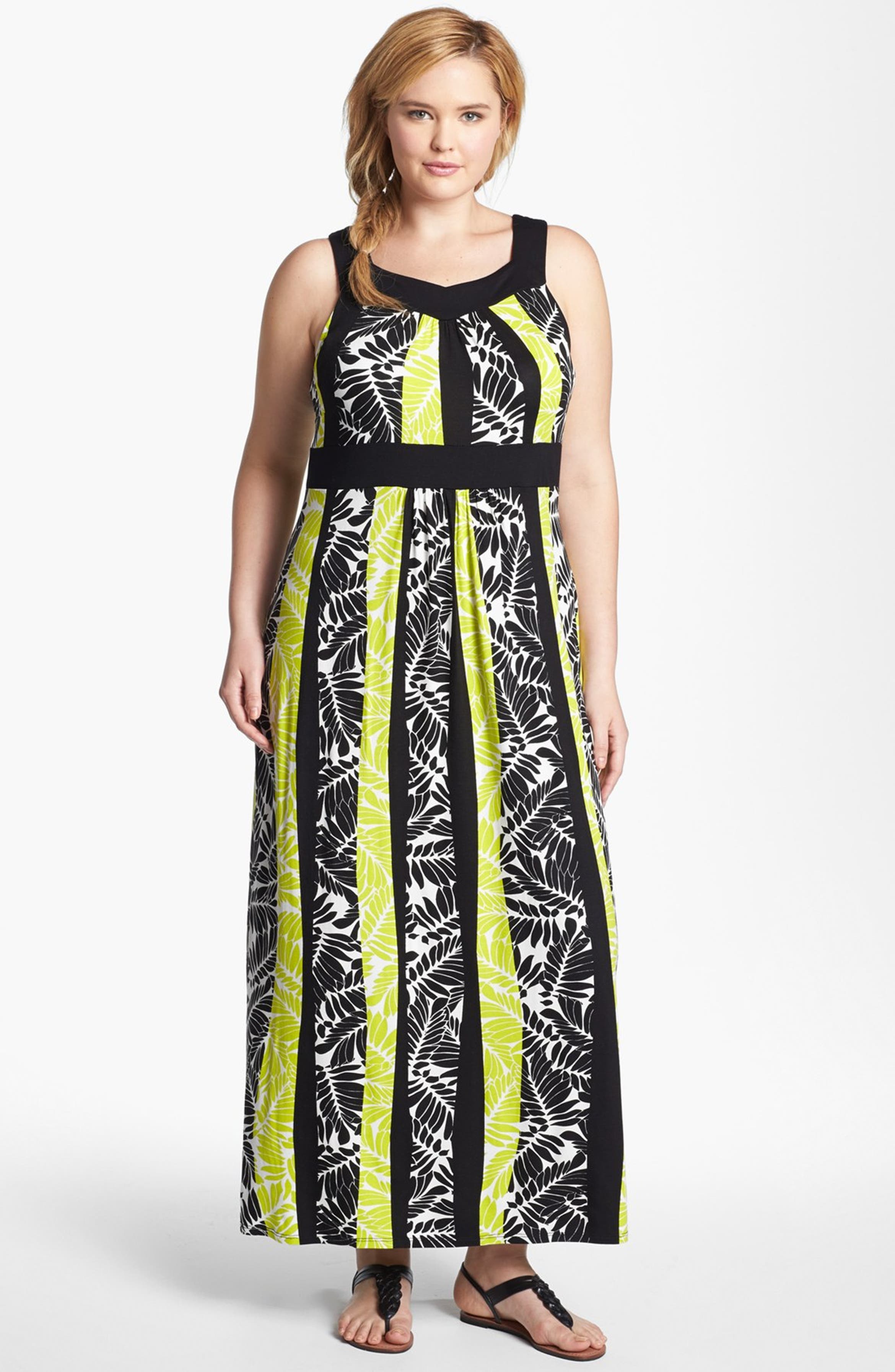 Evans Leaf Print Maxi Dress (Plus Size) | Nordstrom