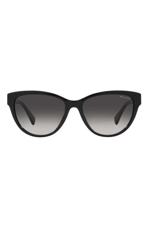 56mm Gradient Oval Sunglasses in Shiny Black