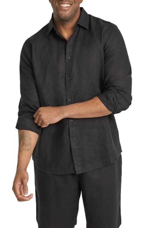 Resort Relaxed Fit Linen Button-Up Shirt in Black