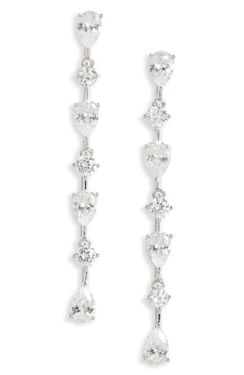 Shop Nordstrom Cubic Zirconia Linear Drop Earrings In Clear- Silver