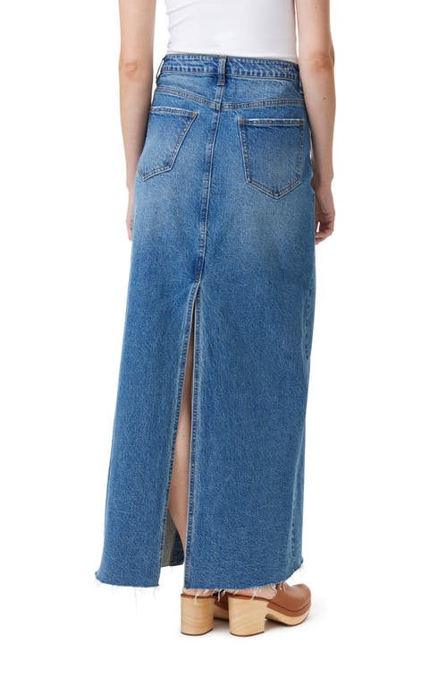 Shop Habitual Asymmetric Button-up Denim Maxi Skirt In Baltic