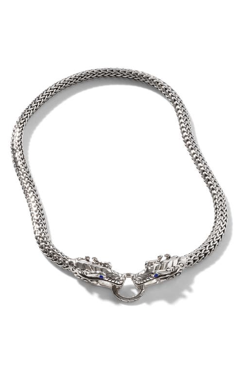 Shop John Hardy Legends Naga Medium Chain Double Dragon Head Necklace In Silver/blue Sapphire