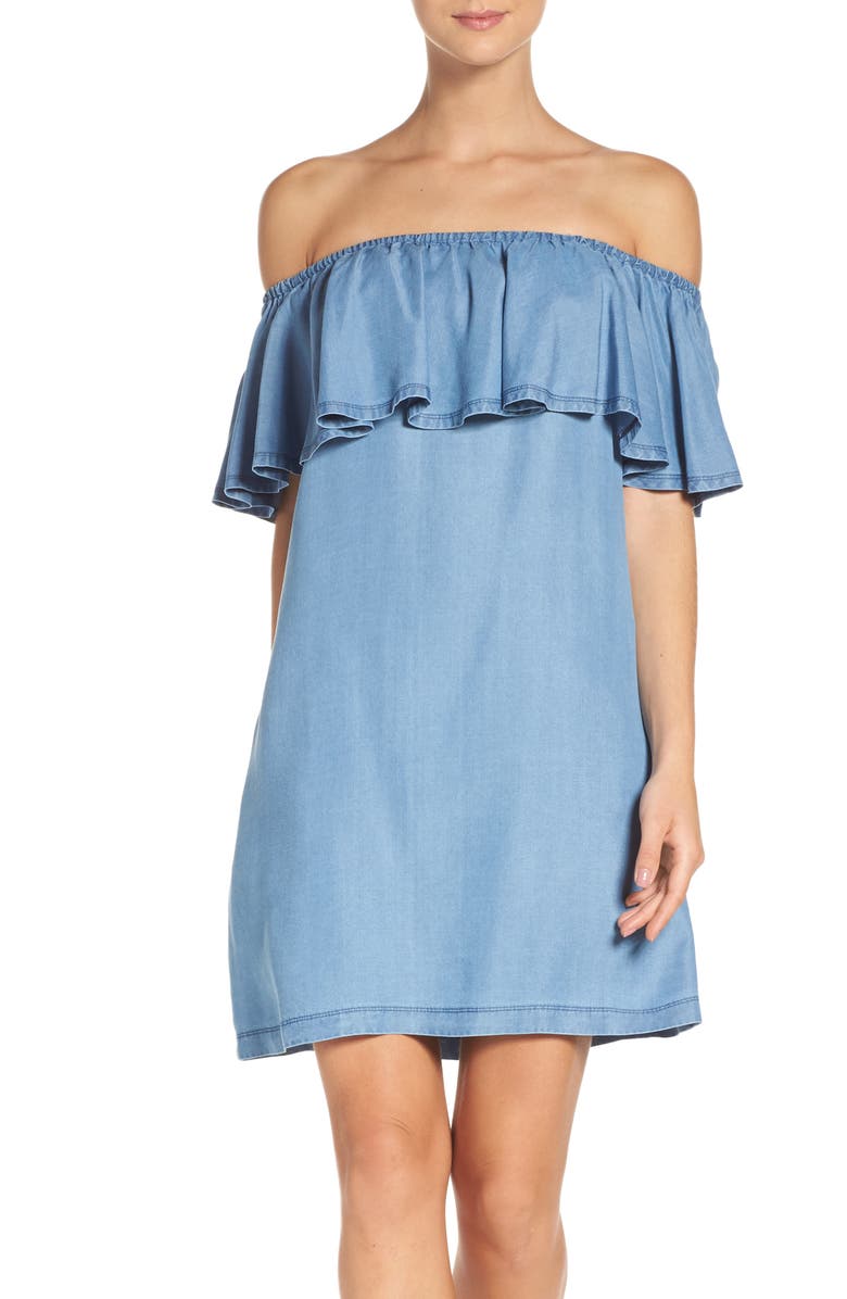 Chelsea28 Ruffle Chambray Off the Shoulder Dress | Nordstrom