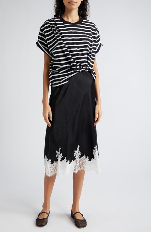 3.1 Phillip Lim Stripe Drape T-Shirt Slipdress in Black Multi Stripe at Nordstrom, Size X-Small