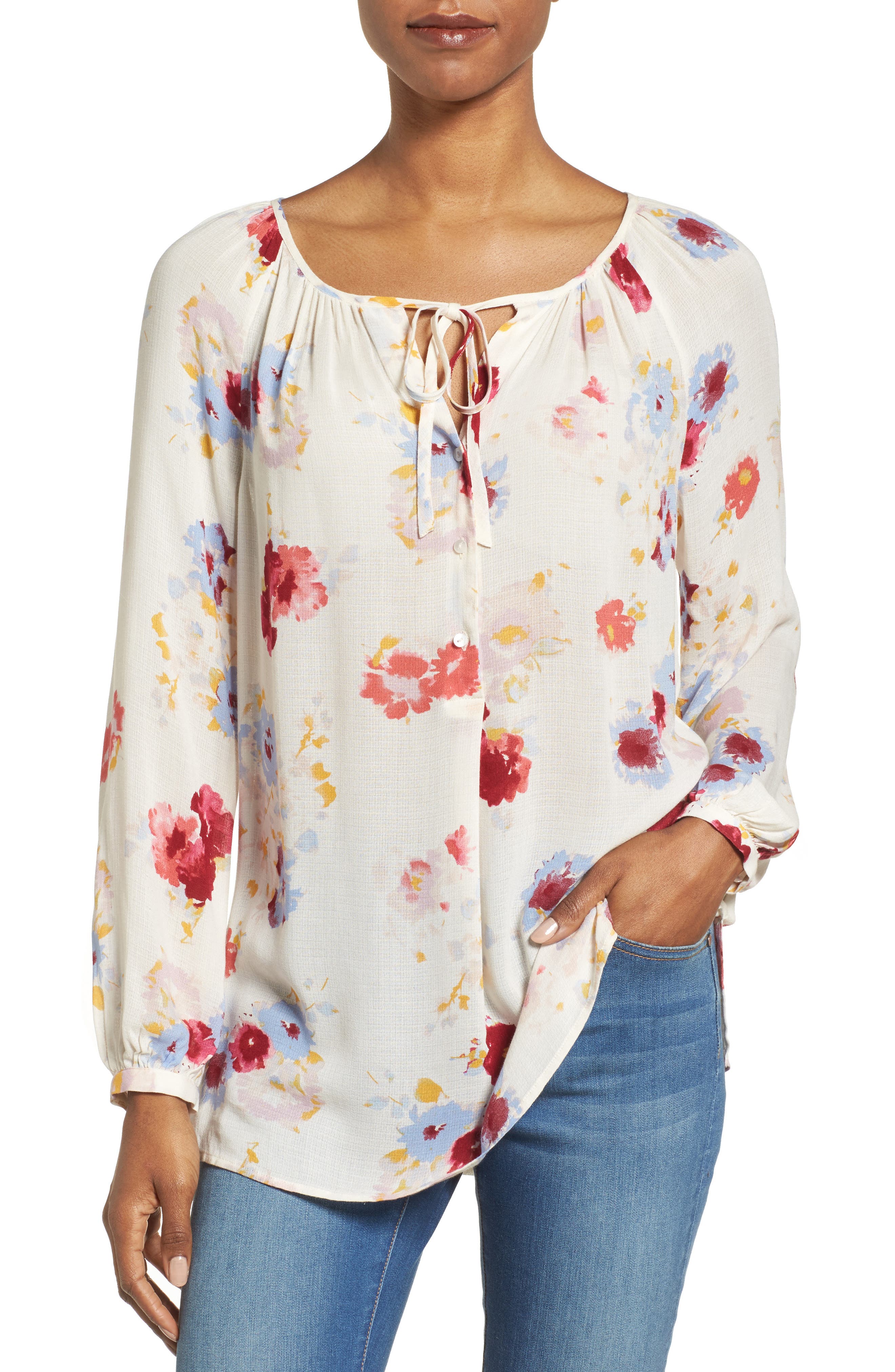 Lucky Brand Floral Print Peasant Blouse Nordstrom