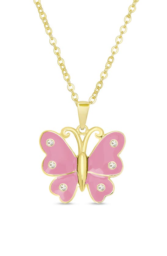 Shop Lily Nily Kids' Crystal Butterfly Pendant Necklace In Pink