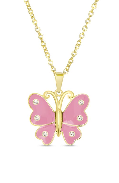 Lily Nily Kids' Crystal Butterfly Pendant Necklace in Pink at Nordstrom