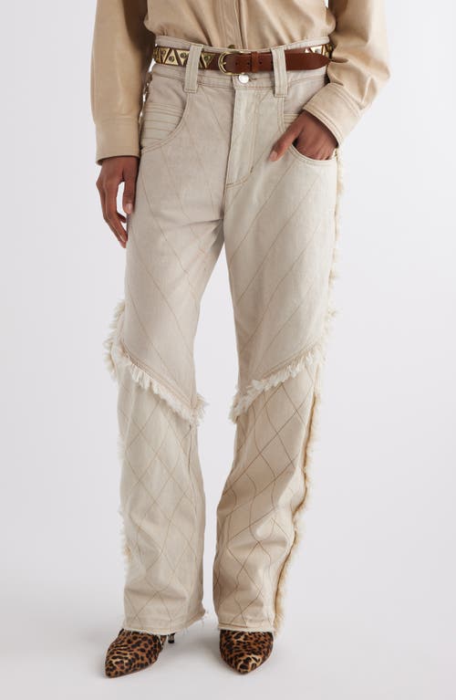 Shop Isabel Marant Shanila Fringed Barrel Leg Jeans In Ecru