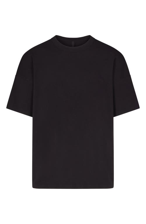 Skims Oversize Stretch Crewneck T-shirt In Obsidian