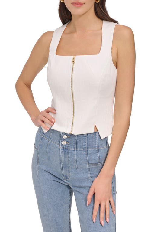 DKNY Zip Front Corset Top in Eggnog at Nordstrom, Size Xx-Small