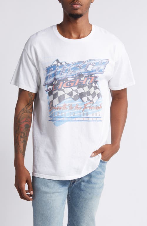 Junk Food Busch Light Checkered Flag Cotton Graphic T-Shirt White at Nordstrom,