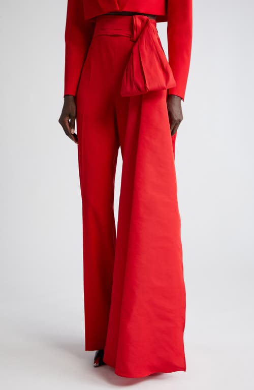 Alexander McQueen Draped Bow Wide Leg Wool Trousers Lust Red at Nordstrom, Us